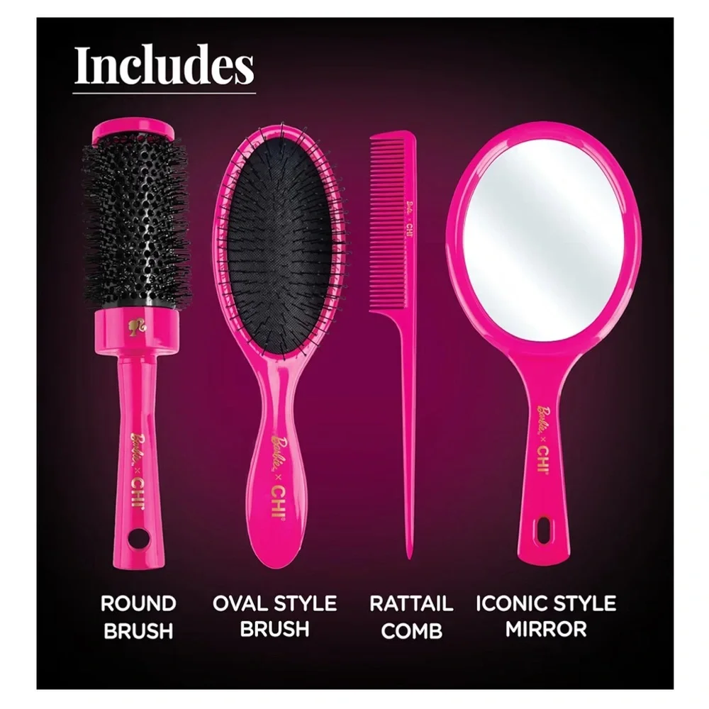 CHI x Barbie Pretty In Pink Brush & Mirror Set